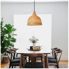 GENERICO - Lámpara colgante de bambú Natural semicírculo