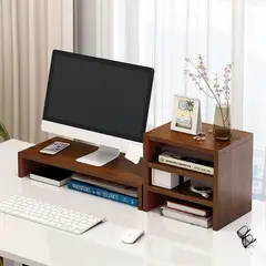 AMUEBLE - Base Soporte para monitores EMANUEL marron Repisa para monitores