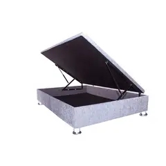 MUEBLES MACRUMO - Box Espacio Tarima reforzado 2 Plazas + Tela ALPHA (Color Gris Plata)