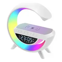 GENERICO - Lampara Parlante Reloj y Cargador Inalámbrico RGB