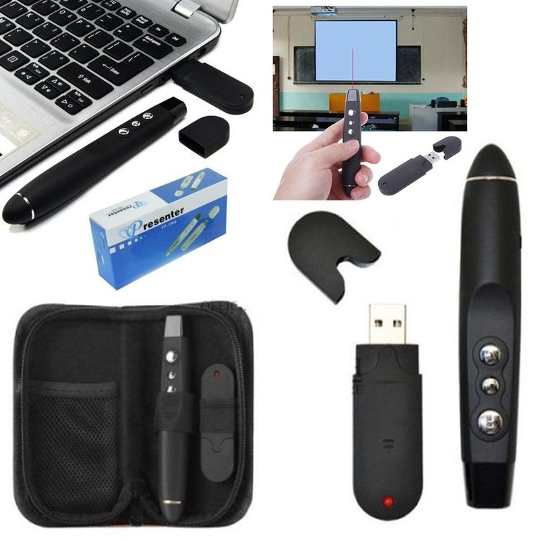 Puntero Presentador de Diapositivas 10m USB laser con forro