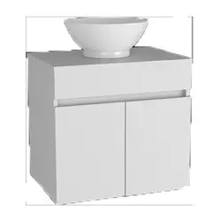 AMUEBLE - Mueble de Lavamanos melamina Flotante Ibiza BLANCO Resistente Humedad