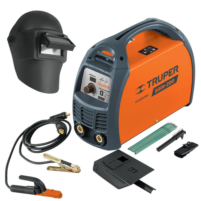 Combo Soldadora inversora 200A mascara de soldar electrodos