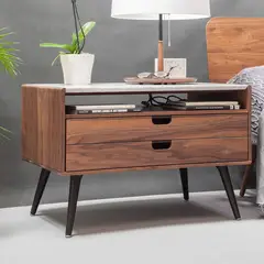 VENTITAS HOME - Velador Mesa de Noche Vintage Chantal Bellota y Blanco