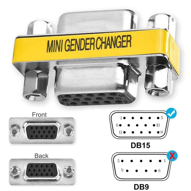 Adaptador Union VGA a VGA Hembra Acople Extiende empalme DB15