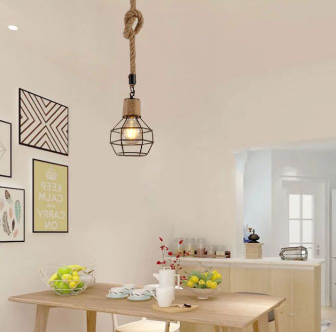 Lámpara colgante de techo de cuerda de Sisal