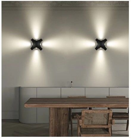 Pack 2 Lampara de pared Aplique LED Ciruelo 4 W Negro Luz Cálida