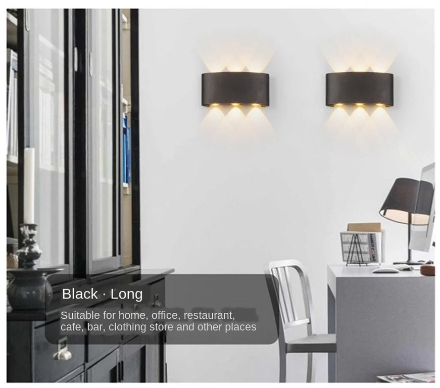 Pack 2 Lamparas de pared Aplique LED 6 W Negro Luz Cálida