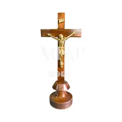 MFAP BRONCERIA Y ANTIGUEDADES - Cruz madera con bronce fundido 33 cm - Gracia tallada