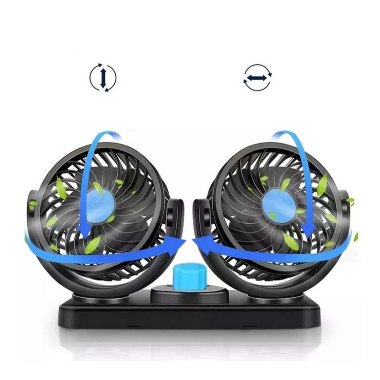 Ventilador Doble Cabezal 360 para Auto Portátil 12v