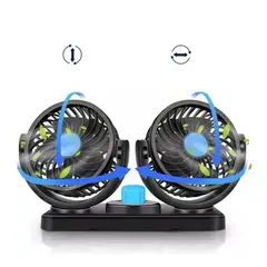 GENERICO - Ventilador Doble Cabezal 360 para Auto Portátil 12v