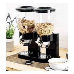 GRETAIL - Dispensador de Cereales 2 en 1 Doble Negro Para 2kg