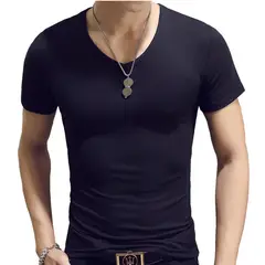 GENERICO - Poleras Hombre Cuello V Básica Primavera Verano Algodón