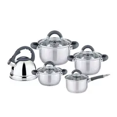 FACUSA - Juego de Ollas Acero Inoxidable 9 Piezas Minerva - Siver