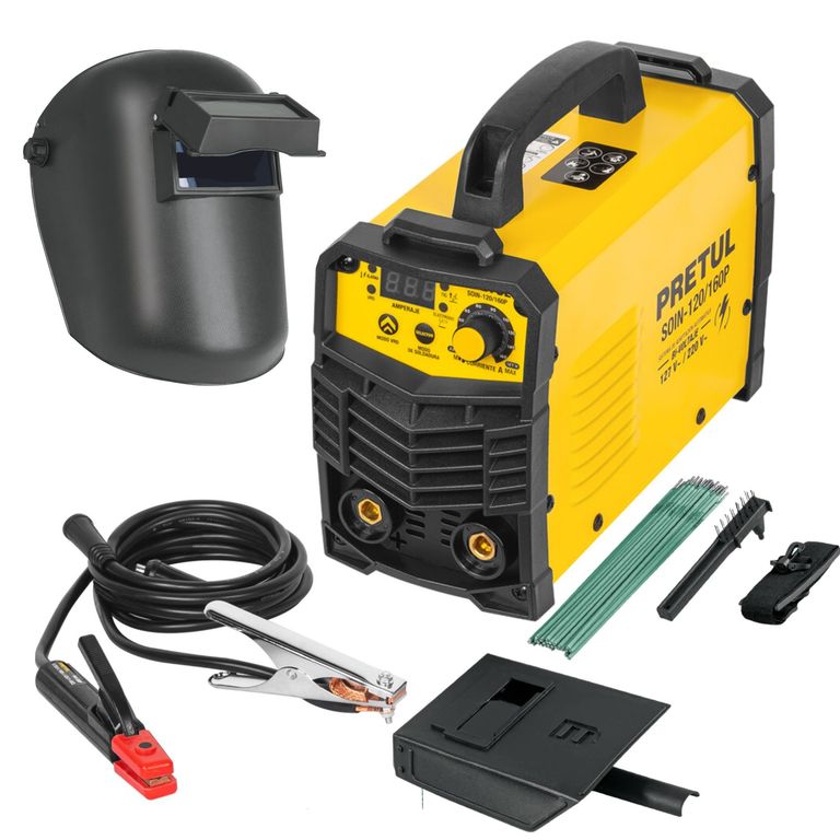 Combo Soldadora inversora 160A mascara de soldar electrodos