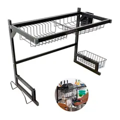 GENERICO - ESCURRIDOR DE FREGADERO ADAPTABLE PORTAPLATO - BLACK-PLATOS-RACK