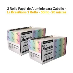 GENERICO - 2 Rollo de Papel aluminio para cabello x 50mt - 15cm - 20 micras
