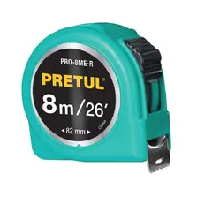 PRETUL - Wincha cinta métrica flexómetro verde 8 m cinta 25 mm,