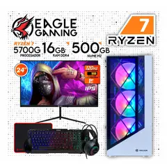 AMD - COMPUTADORA PC GAMER RYZEN 7 5700G + 16GB RAM + SSD M2 500GB + Monitor 24 IPS