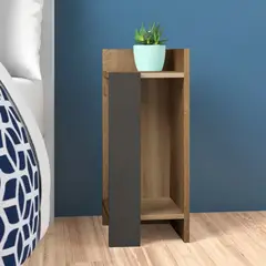 VENTITAS HOME - Mesa Auxiliar Velador Vienna Espresso y Plomo