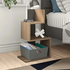 VENTITAS HOME - Velador Mesa Auxiliar Donella Espresso y Plomo