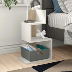 VENTITAS HOME - Velador Mesa Auxiliar Donella Blanco y Espresso