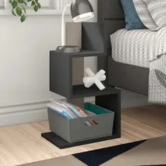 VENTITAS HOME - Velador Mesa Auxiliar Donella Negro y Taupe