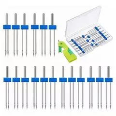 GENERICO - Agujas Dobles De Coser Con Enhebrador De Aguja 19 Pzas Kit