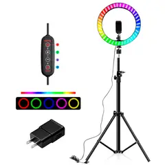 GENERICO - Aro De Luz Rgb 33cm para TikTok Redes Trípode 210cm Cargador