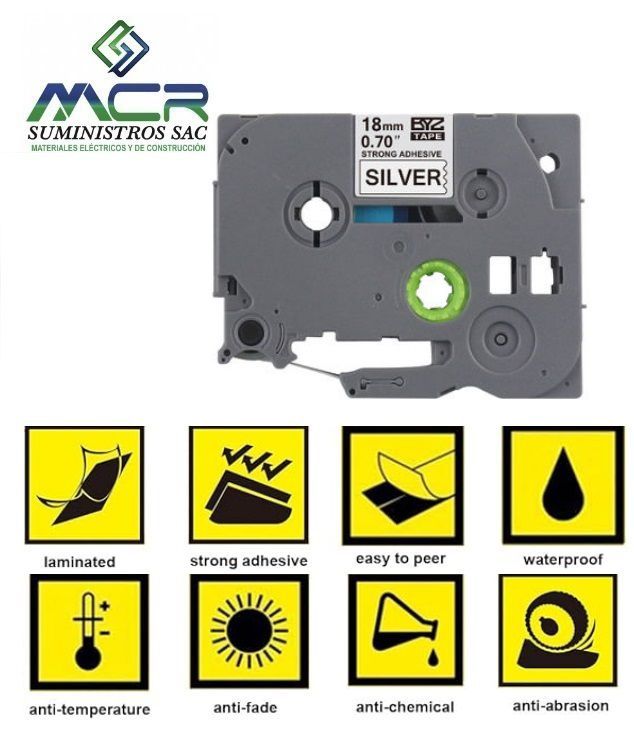 Cinta 18MM X 8M PLATA compatible para rotulador brother