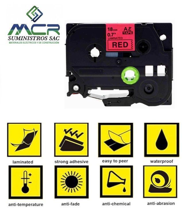 Cinta 18MM X 8M ROJO compatible para rotulador brother