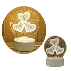 GENERICO - Lámpara de escritorio y luz nocturna diseño 3D carga USB Love