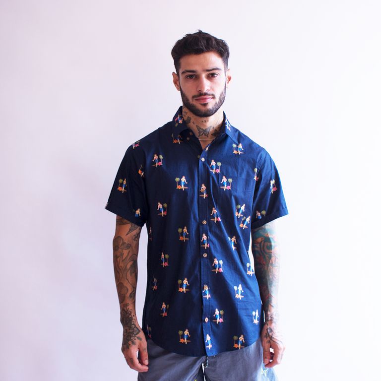Camisa Hawai Azul