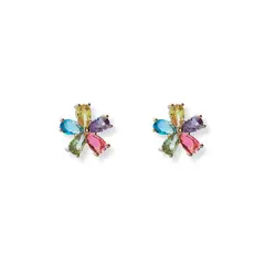 AMBAR JOYERIA - Arete flor Rainwod 9 Golden LAMINADO EN ORO