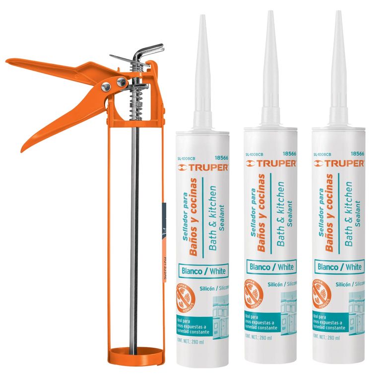 Combo Silicona blanca 280 ml, 3 unidades, 1 aplicador de silicona