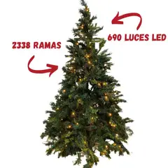 FLORIPA - Árbol de Navidad Verde de 2.70m con Luces y 2338 ramos LED BPIN270LD