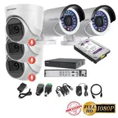 HIKVISION - Kit 5 Cámaras Seguridad FULLHD + 1TB + AUDIO