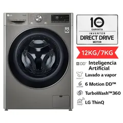 LG - Lavaseca 12 Kg / 7 Kg AI DD Carga Frontal Platino WD12PVC3S6C