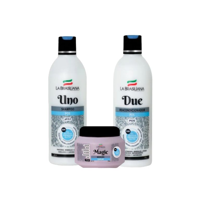 Kit Shampoo + Acondicionador + Máscara MAGIC POS 250 gr - Post Alisado
