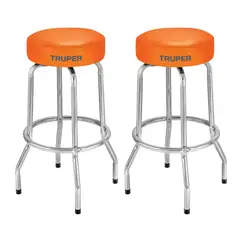 TRUPER - Banco bar, asiento giratorio, acero cromado, 2 unidades