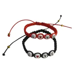 GENERICO - Set Pulseras Love para parejas artesanal tejida macramé