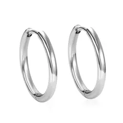 GENERICO - Argollas Aretes Clásicas Tubular Joya Acero Plateado - 20mm