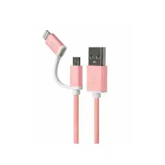 GENERICO - CABLE KX 2 IN 1 - APPLE LIGHTNING & MICROUSB TO USB-A. ROSE GOLD/WHITE