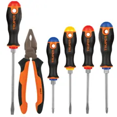 TRUPER - KIT ALICATE UNIVERSAL 8" DIELECTRICO 1000V JUEGO 5 DESARMADORES