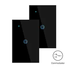 OEM - Conmutador Inteligente Wifi 1 Botón Negro Pack 2 Unidades