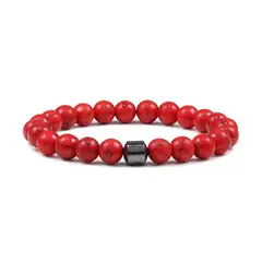 GENERICO - Pulsera Piedras Naturales Howlita Roja Hematita - Unisex