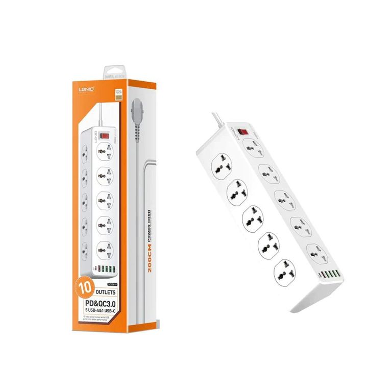 Extensión SC10610 10 Tomas Universales 5 USB-A 1 USB-C
