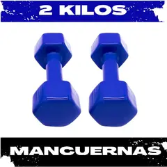 GENERICO - Juego de 2 Mancuerna Plastificada 2 kilos Azul