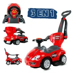 DELUXE - Corre pasillos con barra de empuje Sonidos 3 en 1 Rojo