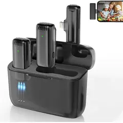 OEM - Micrófonos Inalámbricos Solaperos 2 en 1 iPhone con Cargador Portátil